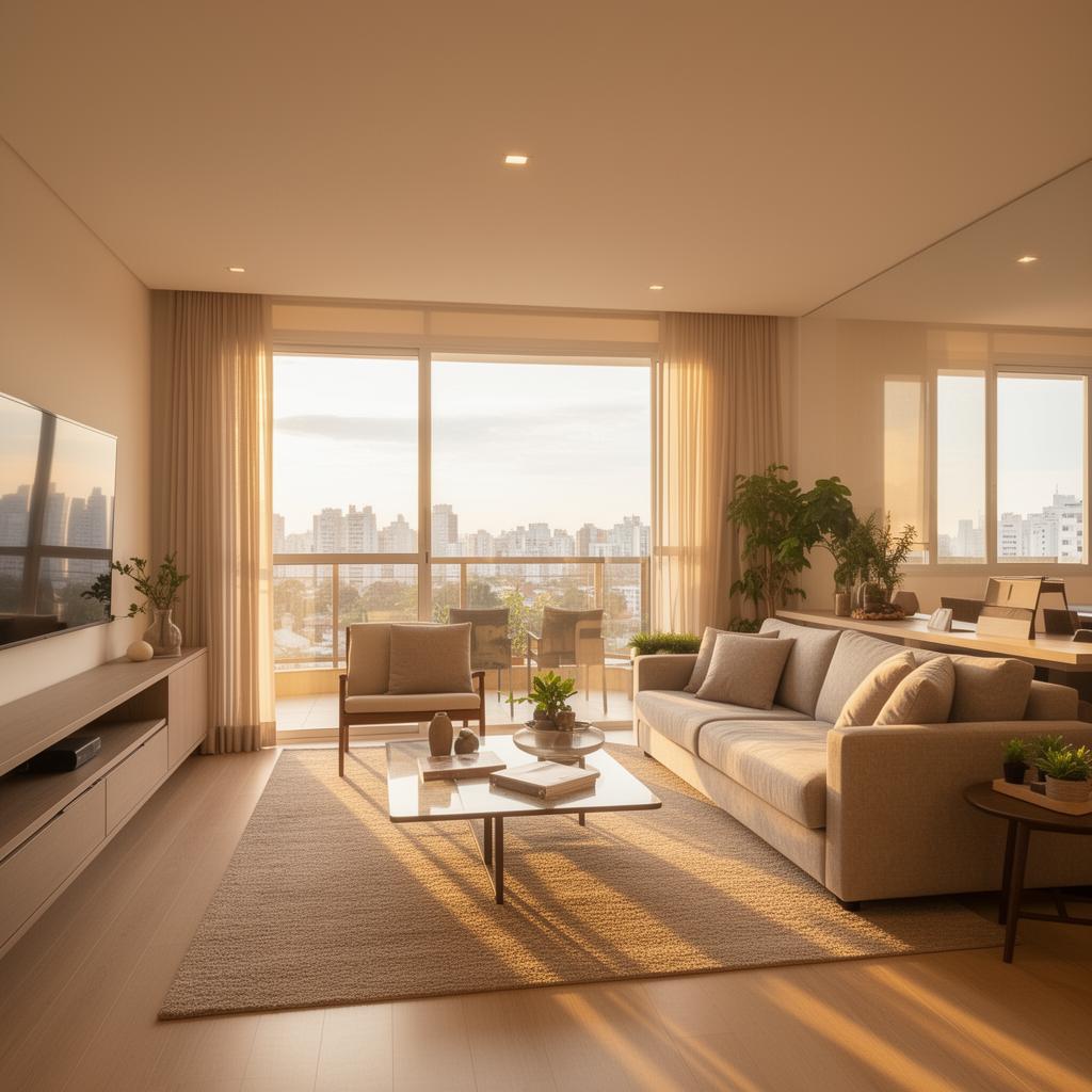 Sala de estar do apartamento conquistado por Ana Beatriz