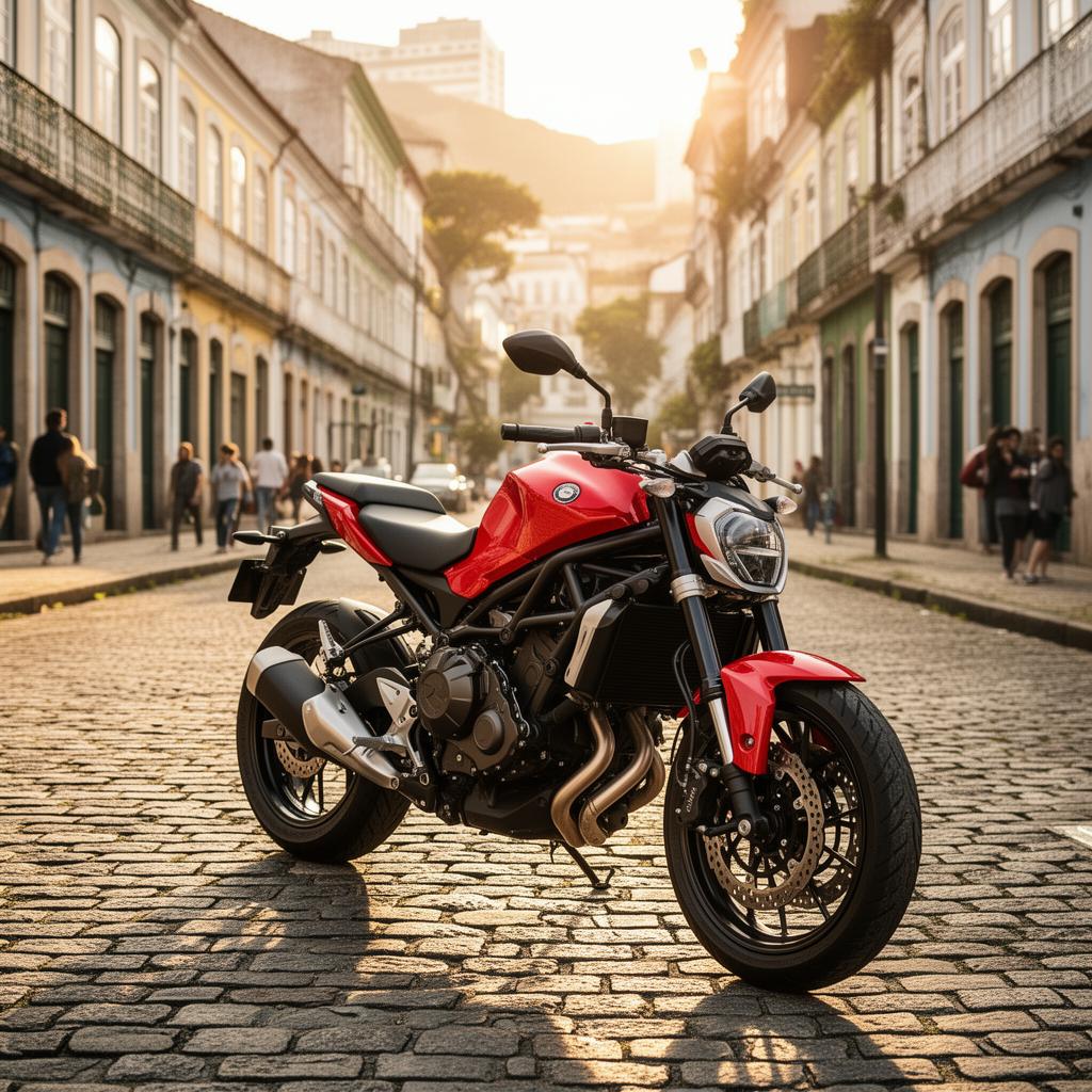 Moto vermelha conquistada por Camila